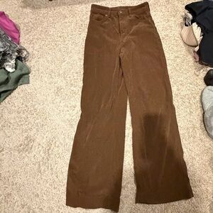 Brown Corduroy Wide-Leg Pants
